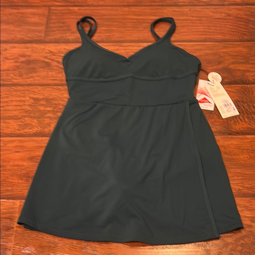 Calia Women’s Teal Swim Dress with Built-In Shelf Bra Size Small